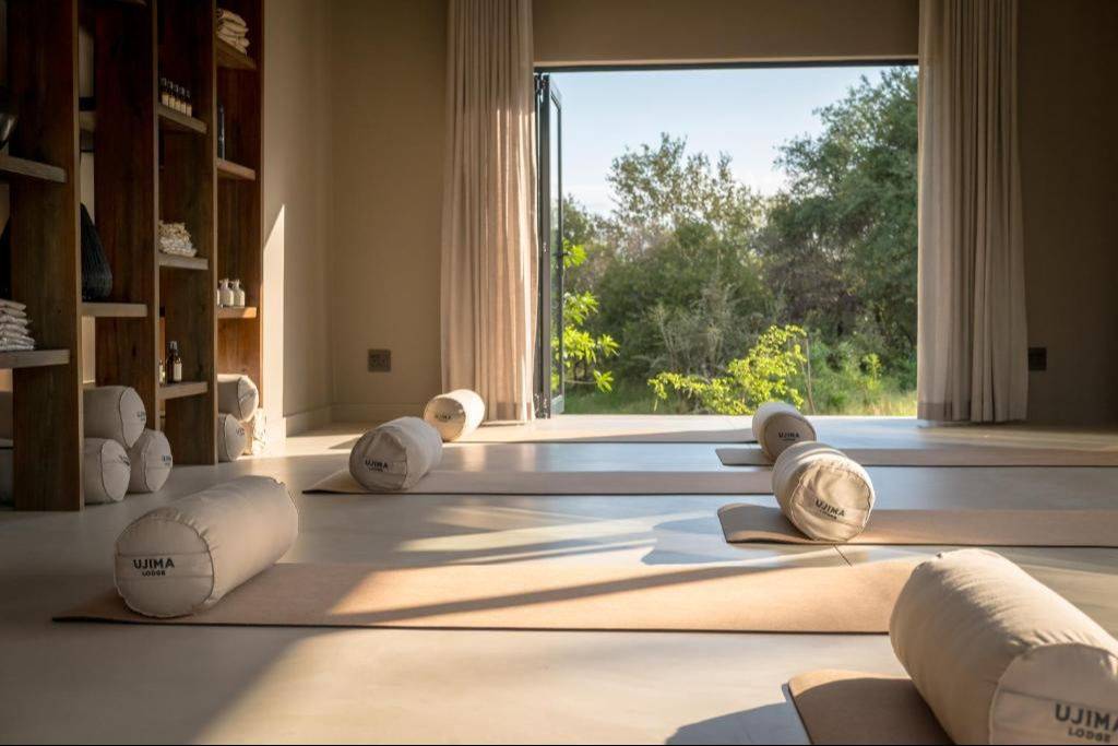 The yoga studio opening onto the bush